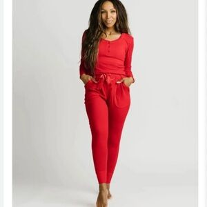 ZYIA Active waffle knit thermal jogger and top set